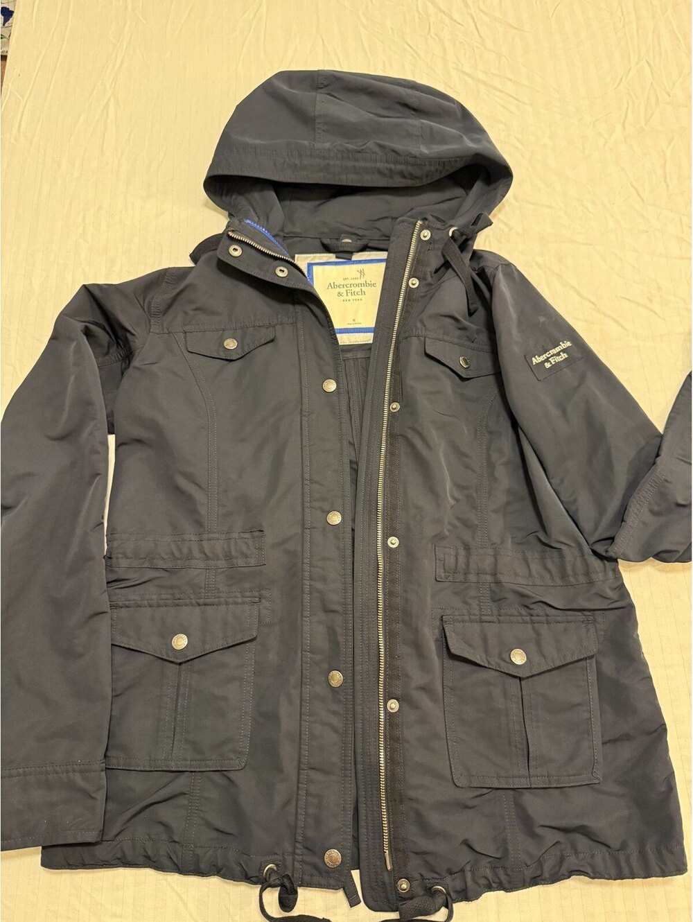 Abercrombie & Fitch Womens M Navy Hooded Utility Parka Jacket